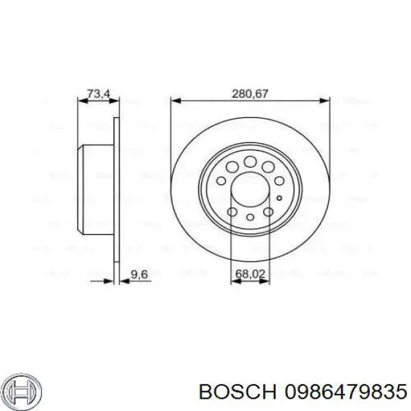 0986479835 Bosch диск тормозной задний