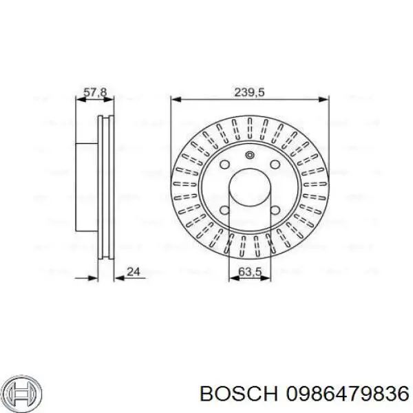 0986479836 Bosch диск тормозной передний