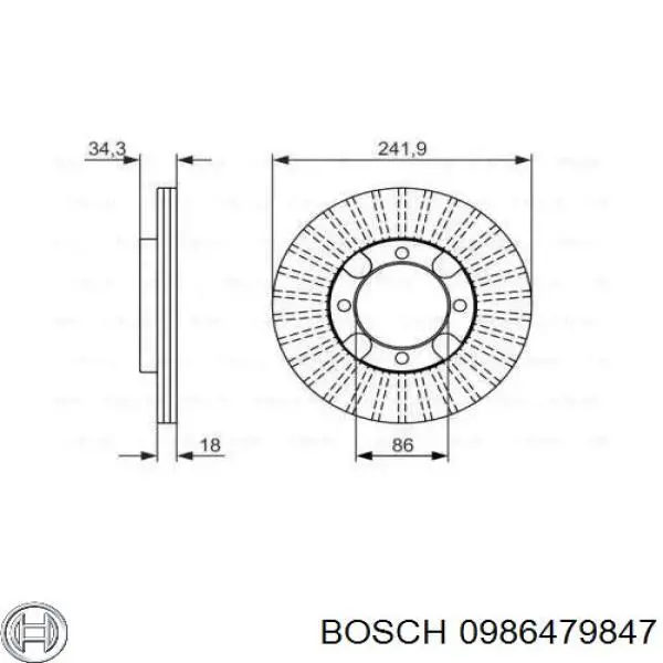 Передние тормозные диски 0986479847 Bosch