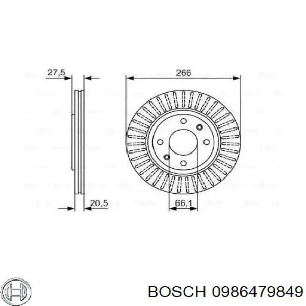 Передние тормозные диски 0986479849 Bosch