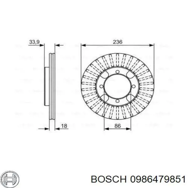 Передние тормозные диски 0986479851 Bosch