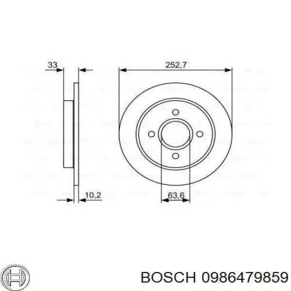 0986479859 Bosch диск тормозной задний