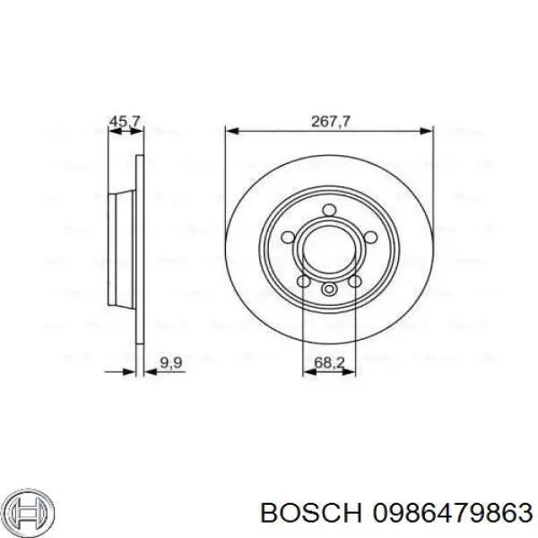 0986479863 Bosch диск тормозной задний