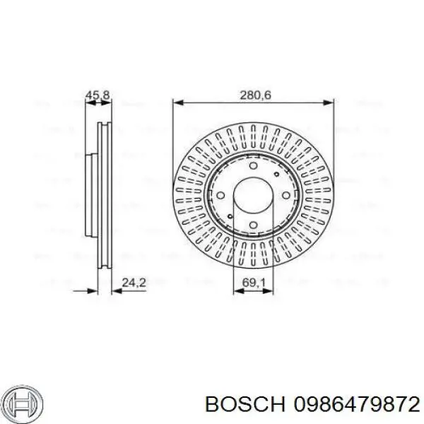 0986479872 Bosch диск тормозной передний
