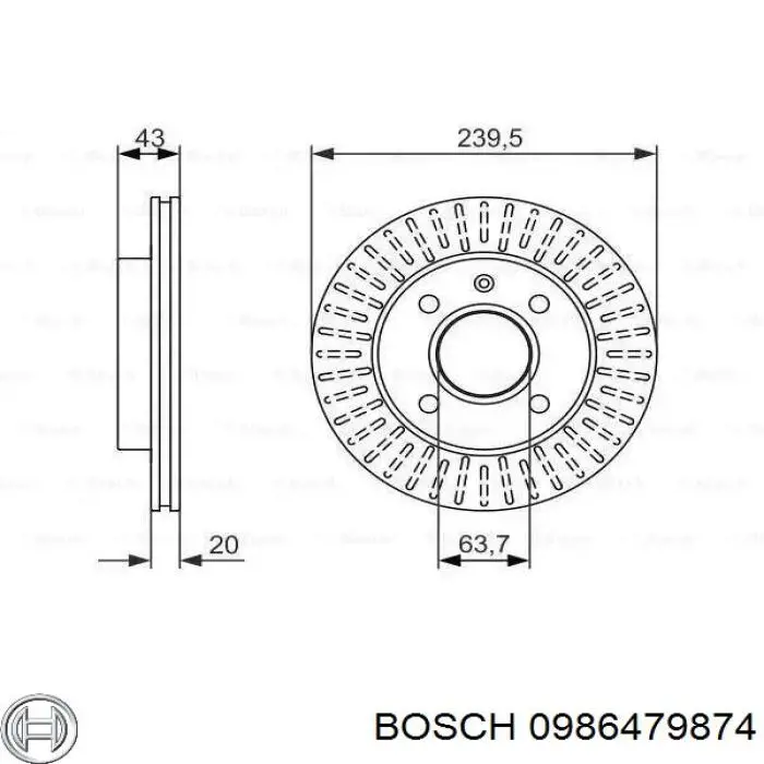 Передние тормозные диски 0986479874 Bosch