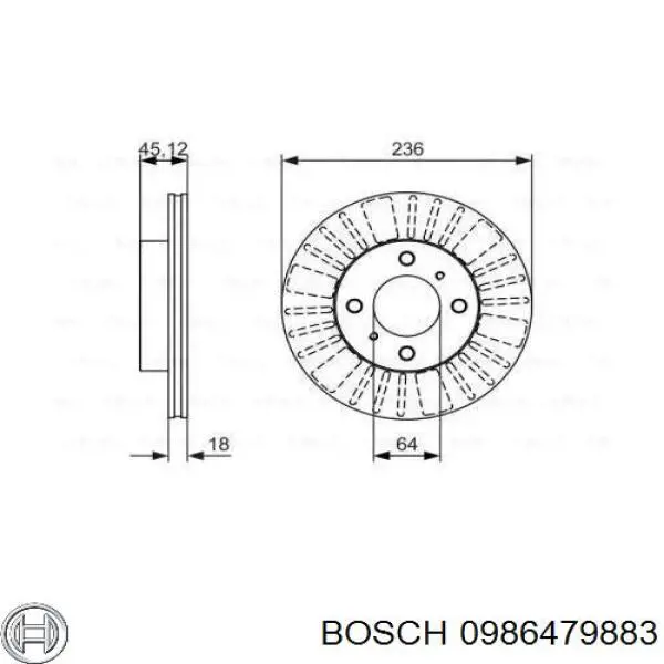 Передние тормозные диски 0986479883 Bosch