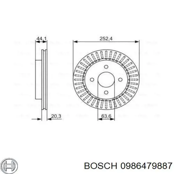 Тормозные диски 0986479887 Bosch