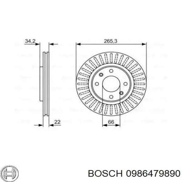 0986479890 Bosch диск тормозной передний