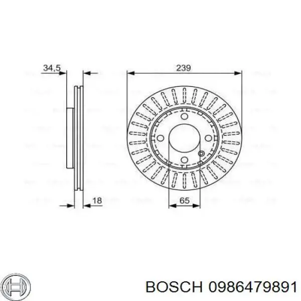 0986479891 Bosch диск тормозной передний