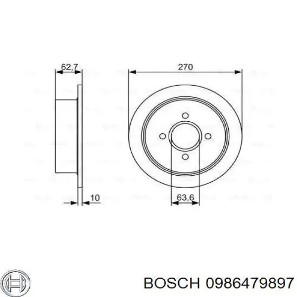 Тормозные диски 0986479897 Bosch