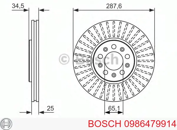 0986479914 Bosch диск тормозной передний