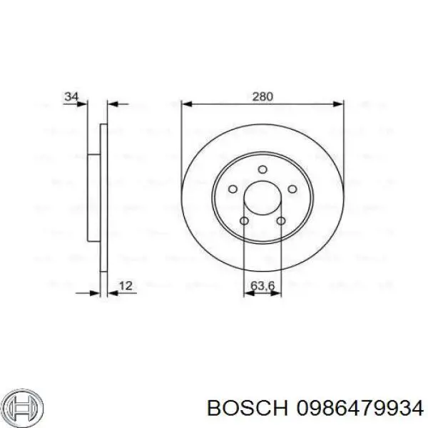 0986479934 Bosch диск тормозной задний