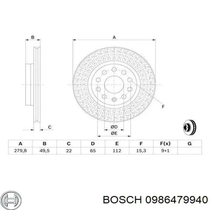 0986479940 Bosch Диск тормозной передний