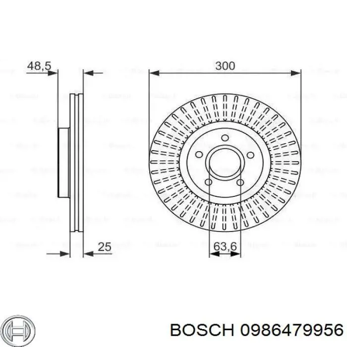 0986479956 Bosch диск тормозной передний