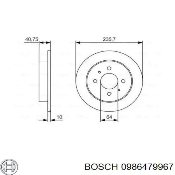 0986479967 Bosch диск тормозной задний