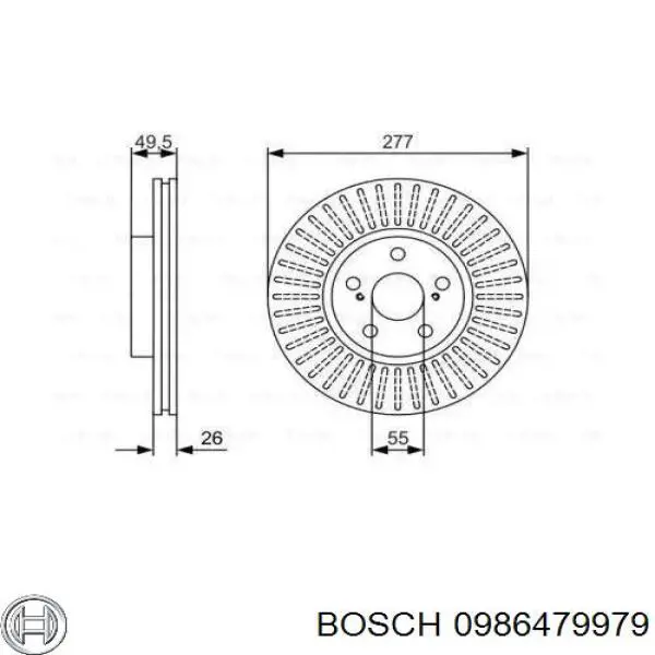 Передние тормозные диски 0986479979 Bosch