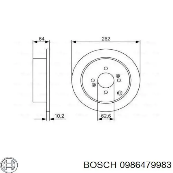 0986479983 Bosch диск тормозной задний