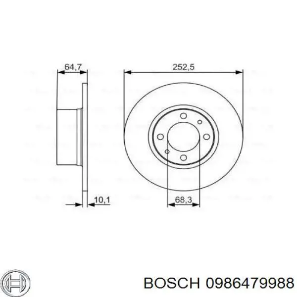 0986479988 Bosch диск тормозной передний