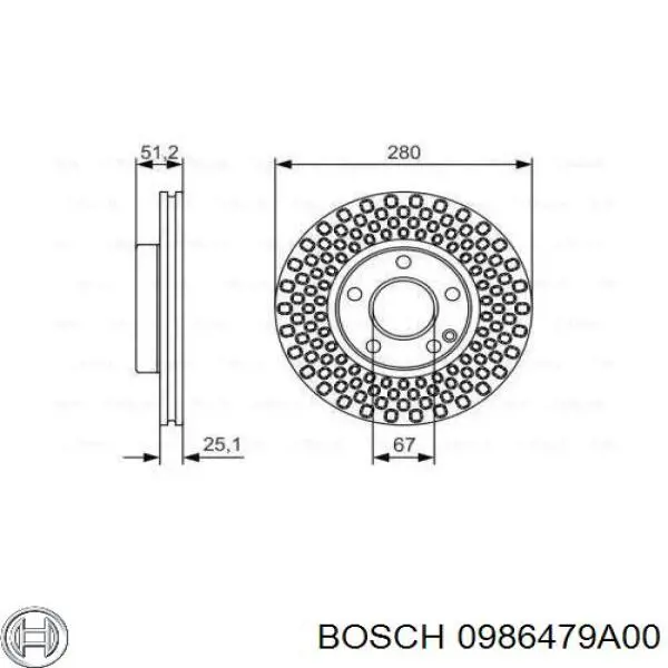 Передние тормозные диски 0986479A00 Bosch