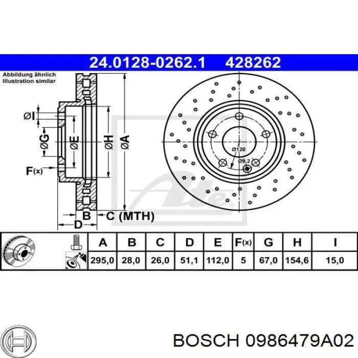 0986479A02 Bosch disco do freio dianteiro