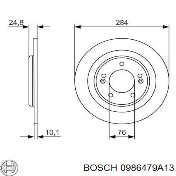 Disco de freno trasero 0986479A13 Bosch