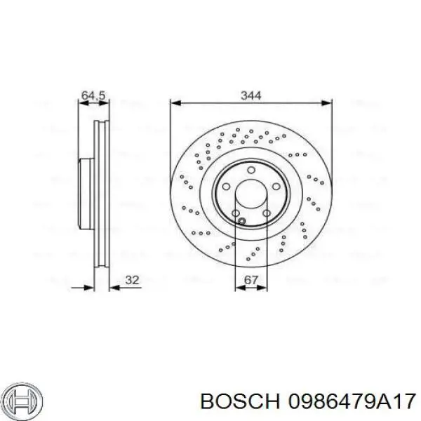 0986479A17 Bosch disco do freio dianteiro