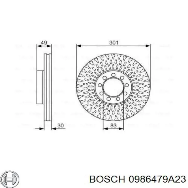 0986479A23 Bosch диск тормозной передний