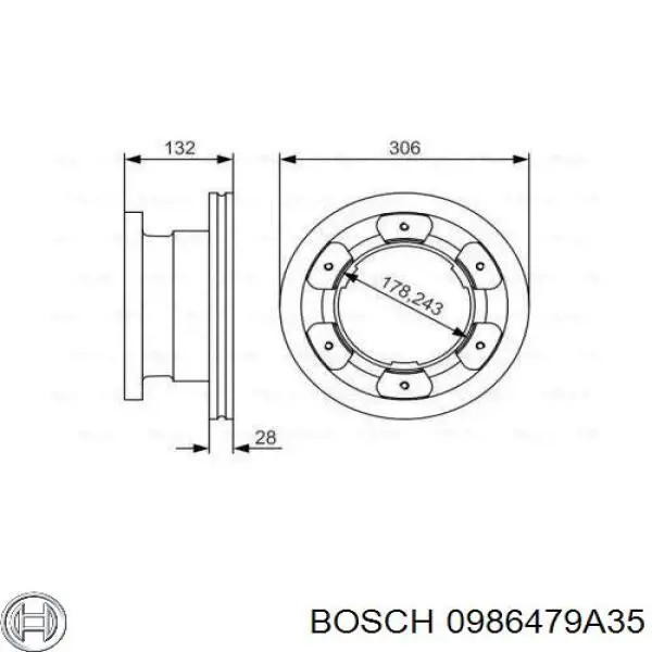 Тормозные диски 0986479A35 Bosch