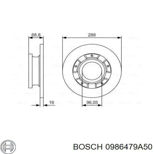 Disco de freno trasero 0986479A50 Bosch