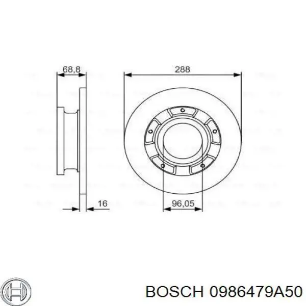 Диск гальмівний задній 0986479A50 Bosch