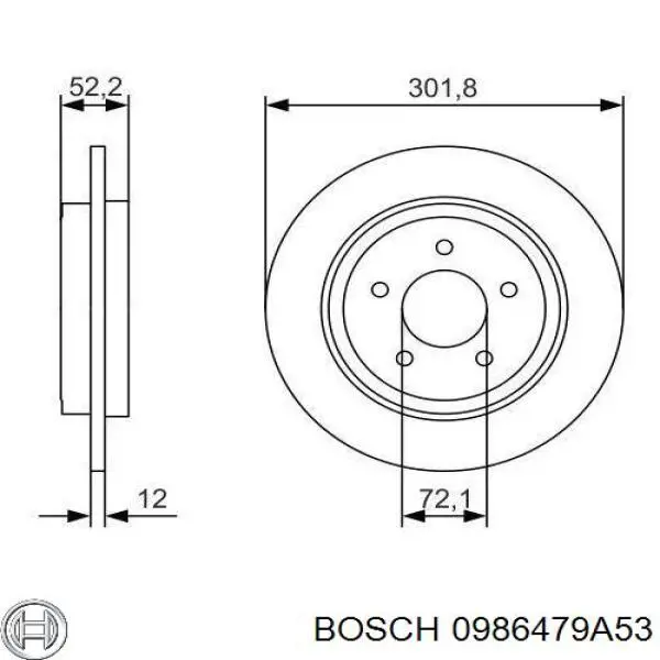 0986479A53 Bosch диск тормозной задний