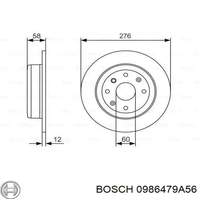 0986479A56 Bosch диск тормозной задний