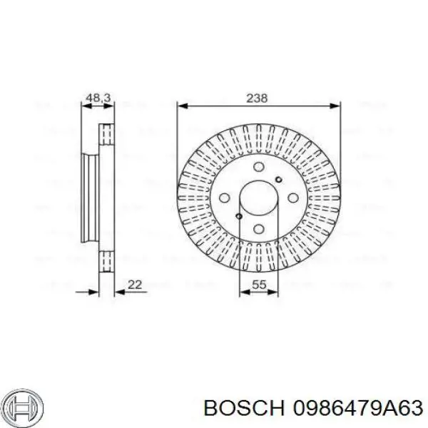 0986479A63 Bosch диск тормозной передний