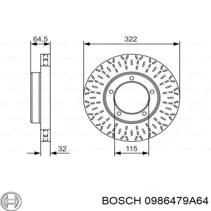 0986479A64 Bosch disco do freio dianteiro
