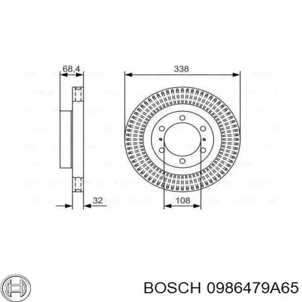 Freno de disco delantero 0986479A65 Bosch