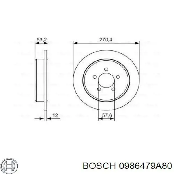 0986479A80 Bosch диск тормозной задний