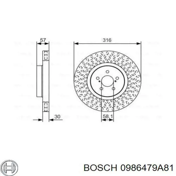 Freno de disco delantero 0986479A81 Bosch
