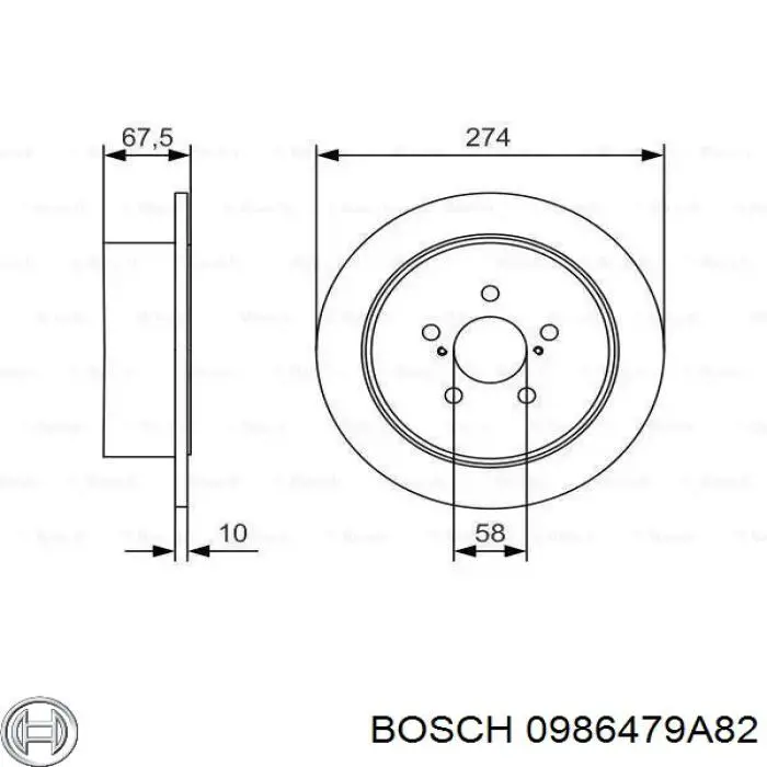 Тормозные диски 0986479A82 Bosch