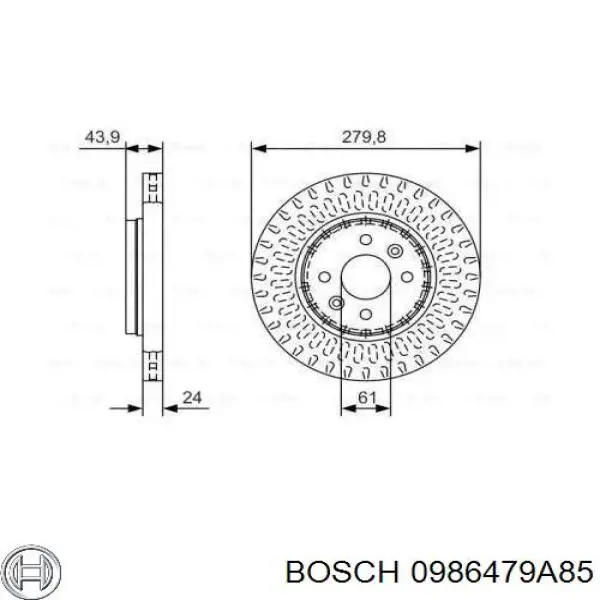 Передние тормозные диски 0986479A85 Bosch