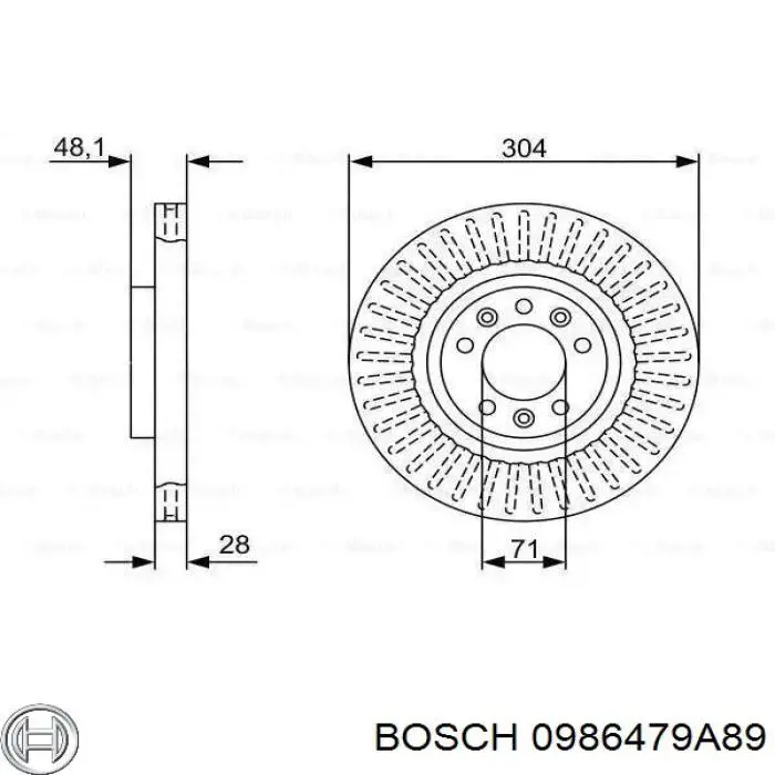 0986479A89 Bosch disco do freio dianteiro