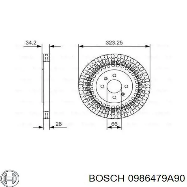 0986479A90 Bosch disco do freio dianteiro