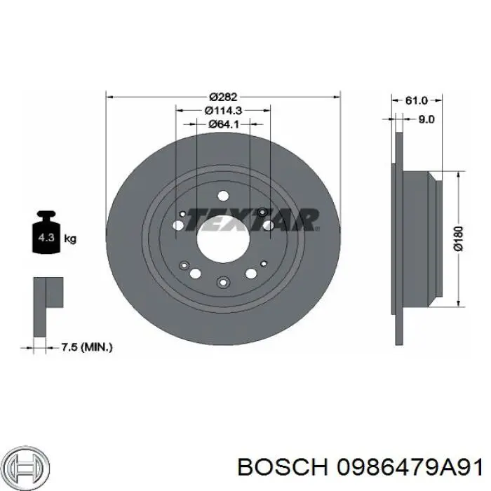 0986479A91 Bosch disco do freio traseiro