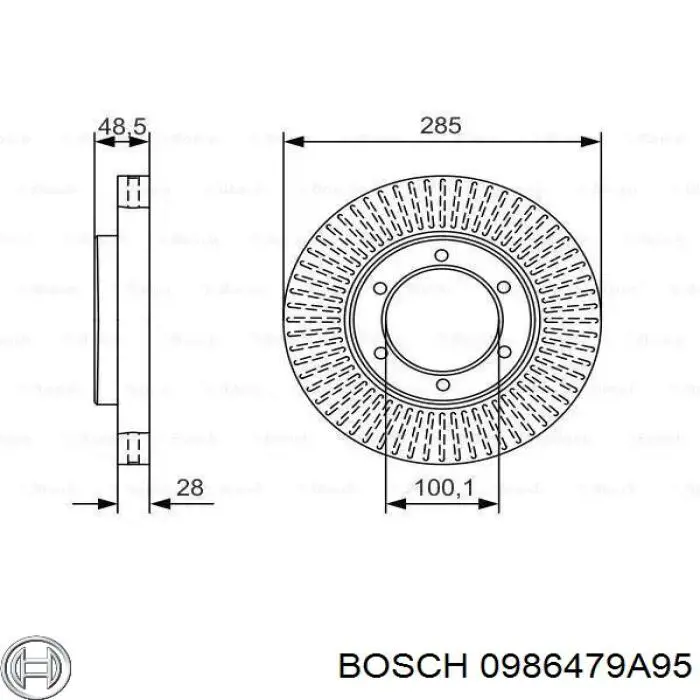 Передние тормозные диски 0986479A95 Bosch