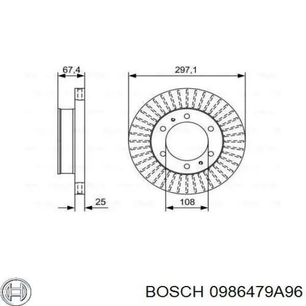 Передние тормозные диски 0986479A96 Bosch