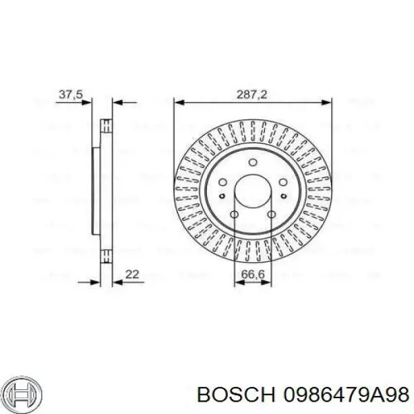 Передний тормозной диск Bosch 0986479A98