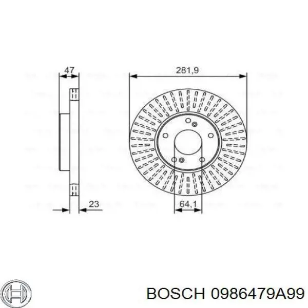 Передние тормозные диски 0986479A99 Bosch