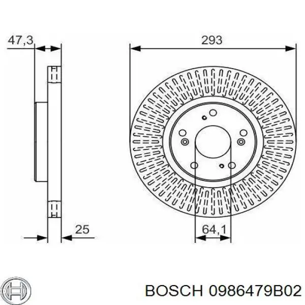 Freno de disco delantero 0986479B02 Bosch