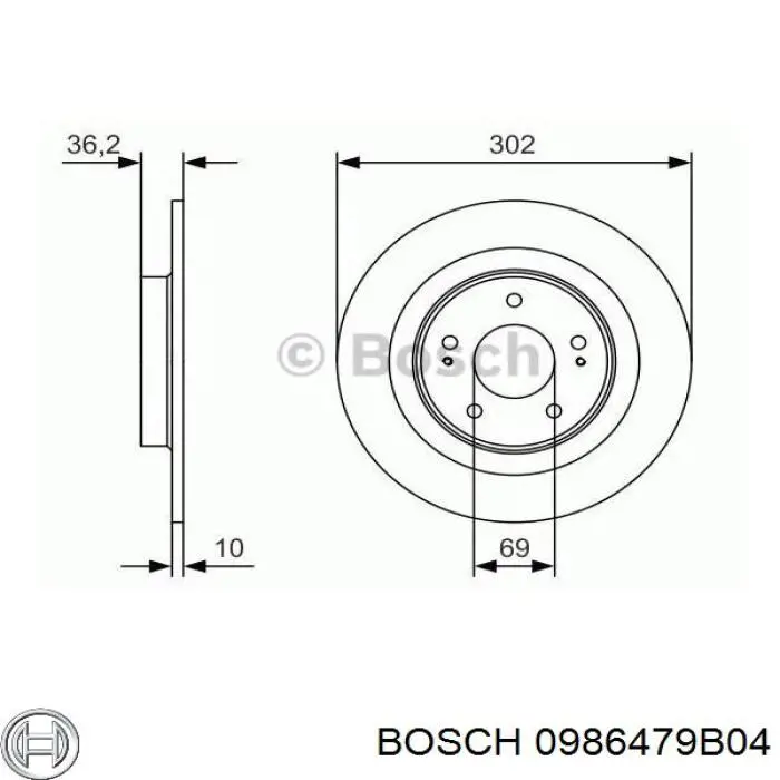 0986479B04 Bosch disco do freio traseiro