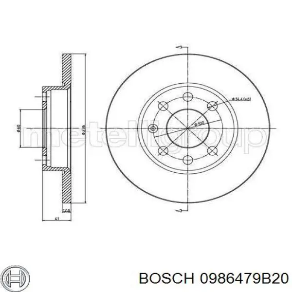 Диск гальмівний передній 0986479B20 Bosch