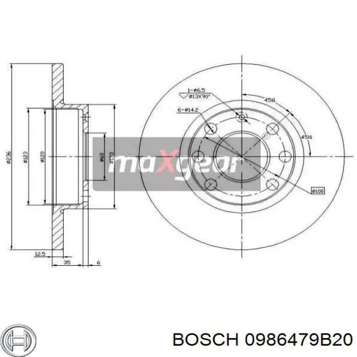 Диск гальмівний передній 0986479B20 Bosch